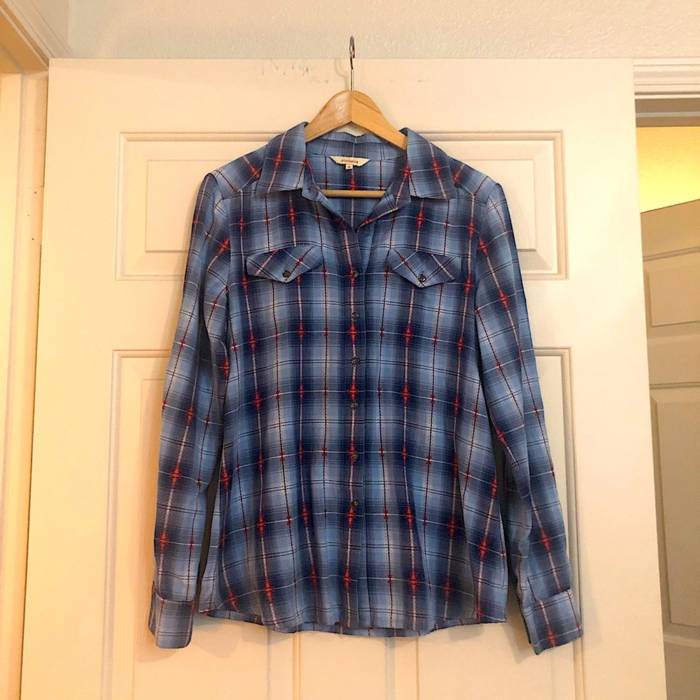 Sundance southwestern style Aztec plaid button up size S - Picture 4 of 12